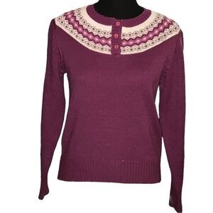 Vintage RICKI Cottagecore Fair Isle Purple Pullover Sweater Women’s Medium VGVC